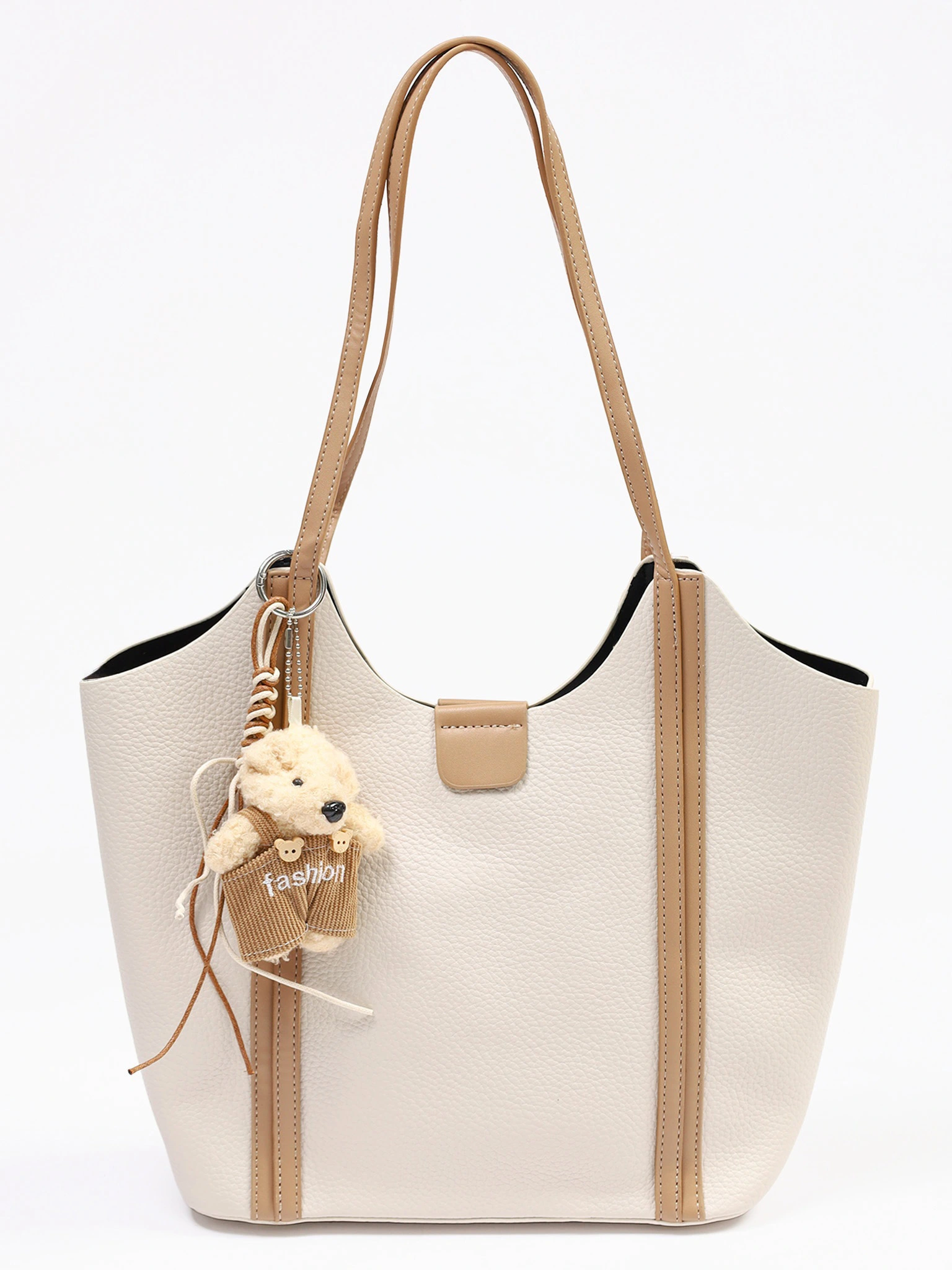 Сумка-тоут с плоскими ручками с брелком-медвежонок в ассортименте